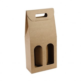 Valisette cadeau kraft 2 bouteilles